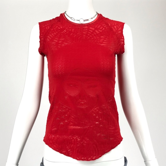 Vtg 90s y2K 00s red knit rare kitschy top ❤️ - Picture 1 of 6
